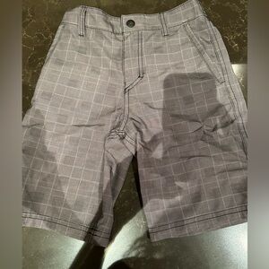 QUIKSILVER Boys Size 7 Grey Plaid Swim Trunks